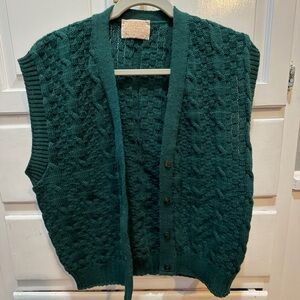 Pendleton Vintage Ladies Hunter Green Wool Button Vest L 23” Long